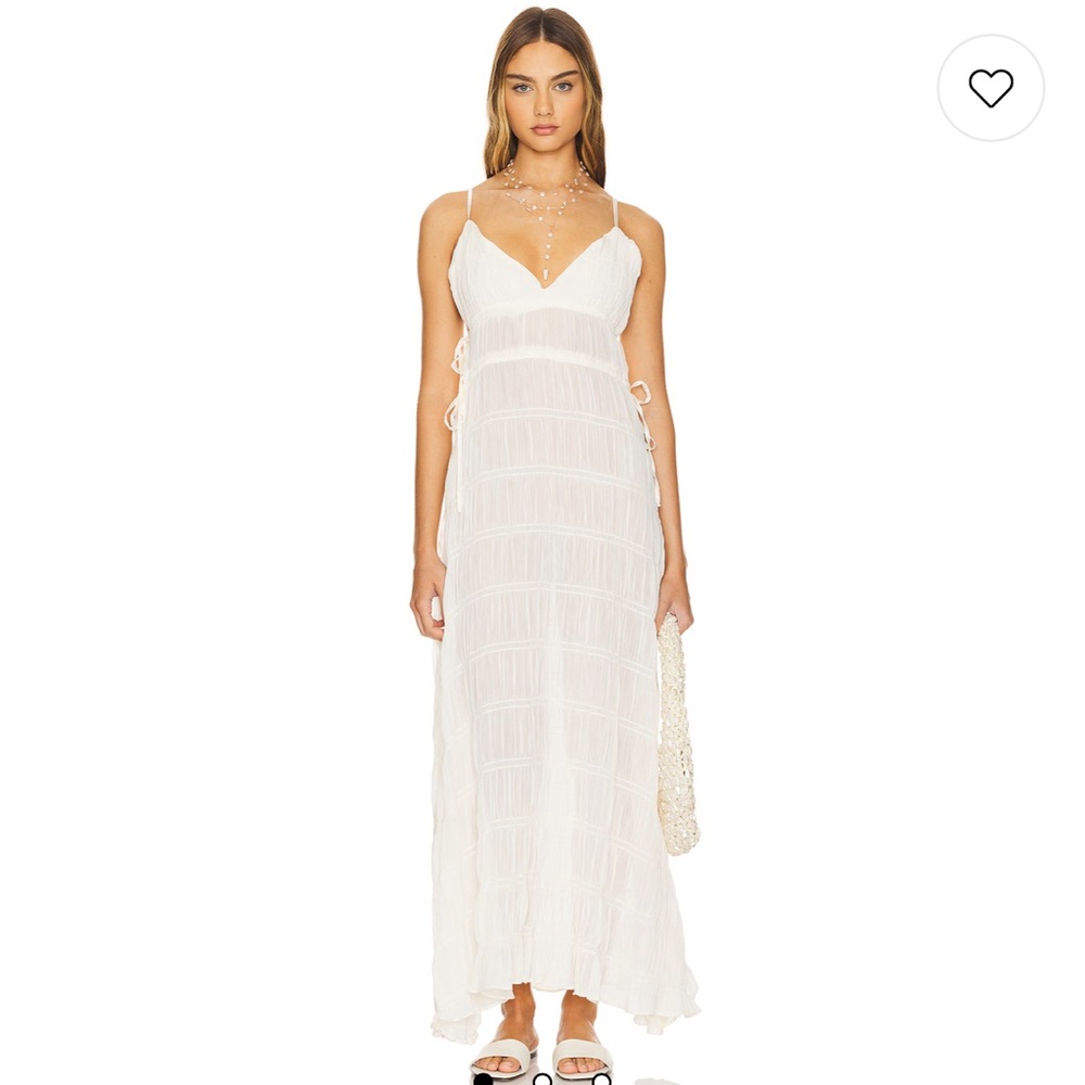 Cream Pleated Tiered Sundress